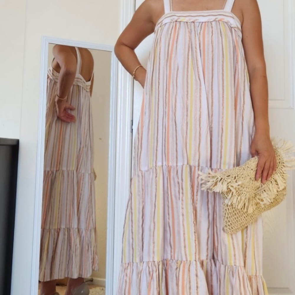 EMLEM RETTA SWEEPY SLEEVELESS SALMON SUNDRESS DRESS SIZE